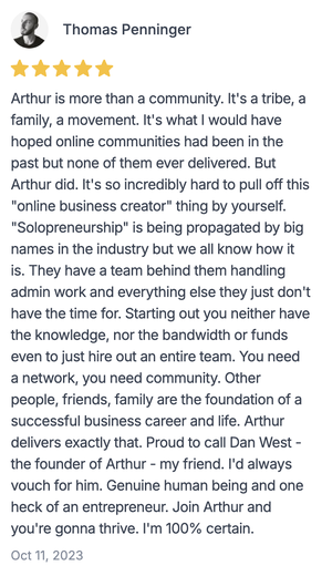 Arthur member testimonial
