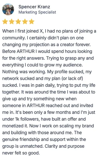 Arthur member testimonial