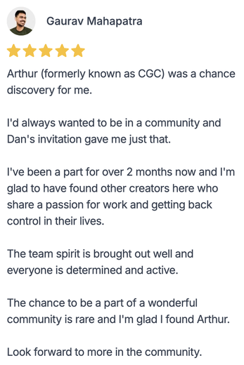 Arthur member testimonial