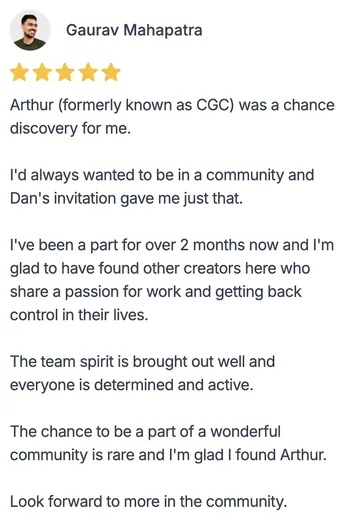 Arthur member testimonial