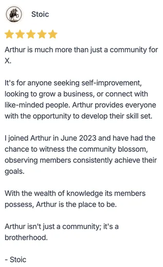 Arthur member testimonial